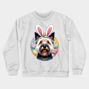 Skye Terrier with Bunny Ears Welcomes Easter Joy Crewneck Sweatshirt